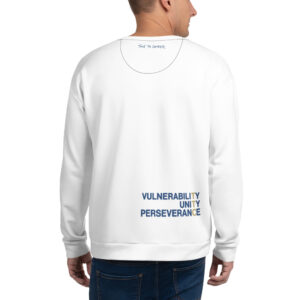 Unisex Sweatshirt with heart logo on front and pillars on the back