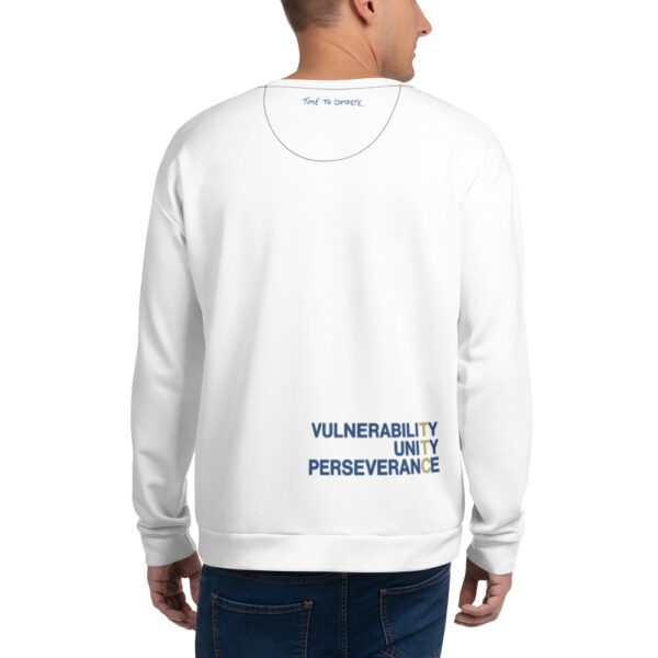 Unisex Sweatshirt with heart logo on front and pillars on the back