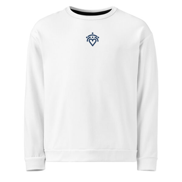 Unisex Sweatshirt with heart logo on front and unity pillars on the back