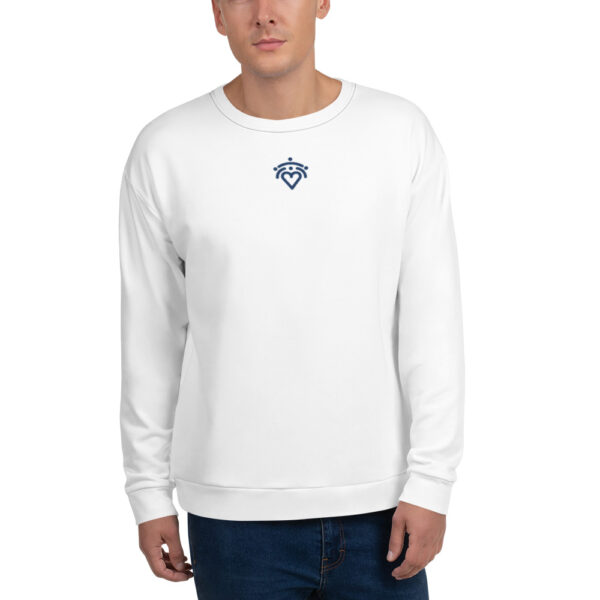 Unisex Sweatshirt with heart logo on front and pillars on the back - Image 4