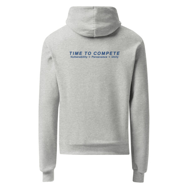 Unisex Champion hoodie - heart on front, pillars on back - Image 2