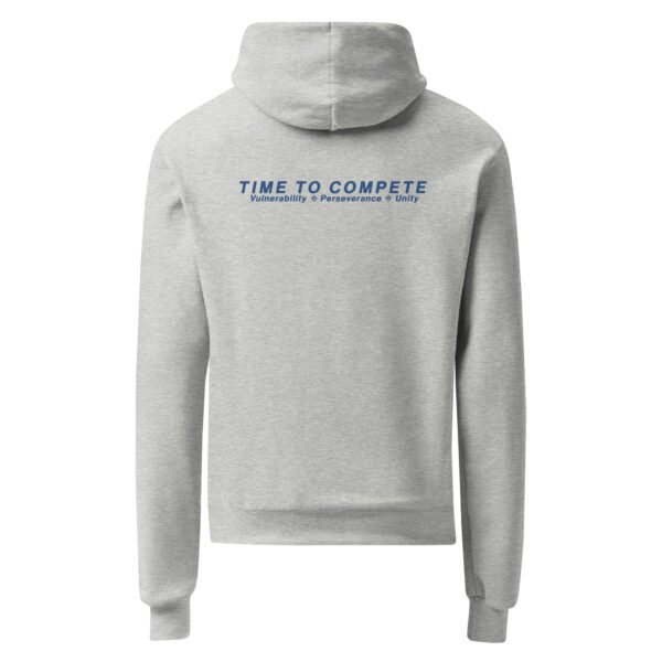 Unisex Champion hoodie - heart on front, pillars on back